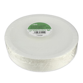 Prato de Cartão Redondo Anti-Gordura Branco Ø22cm 220g/m² (50 Uds)