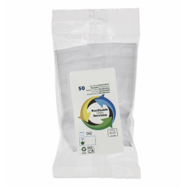 Mini Colher de plástico PS Reutilizável Transparente 12,5cm (50 Uds)