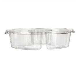 Tigela de Plastico PET 5C + tampas Ø26x7cm (100 Uds)