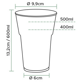 Copo Reutilizável PS "Diamant" cristal 600ml (25 Uds)