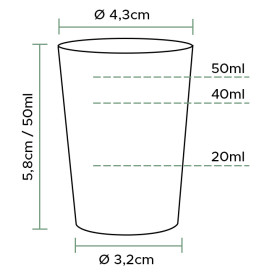 Copo Plastico Cristal Transparente PS 50ml (1.600 Uds)