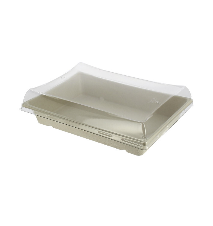 Bandejas Cana-de-açúcar com tampa 220x160x60mm (15 Uds) Bandejas Cana-de-açúcar com tampa 220x160x60mm (15 Uds)