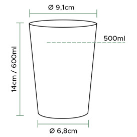 Copo Plastico Cristal Transparente PS 600ml (30 Uds)