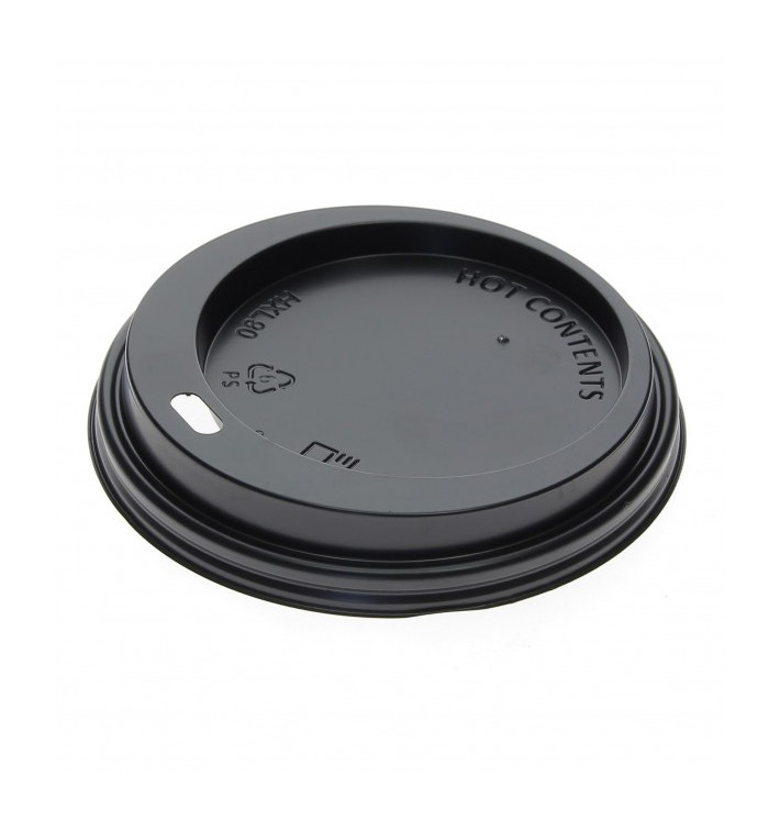 Tampa Preta Perfurada Copo 8, 9, 12 Oz Ø8,0cm (1000 Uds) Tampa Preta Perfurada Copo 8, 9, 12 Oz Ø8,0cm (1000 Uds)