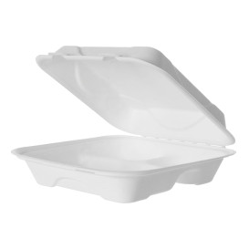 Embalagem Cana-de-açúcar Branco 3C 23x23x7,5cm (50 Uds)