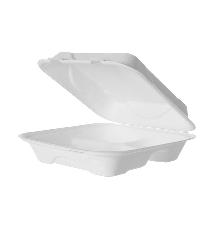 Embalagem Cana-de-açúcar Branco 3C 23x23x7,5cm (50 Uds) Embalagem Cana-de-açúcar Branco 3C 23x23x7,5cm (50 Uds)