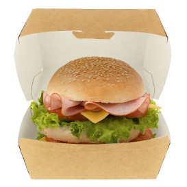 Caixa Cartão Hamburguer Kraft XXL 14,5x14,5x8 cm (400 Uds)