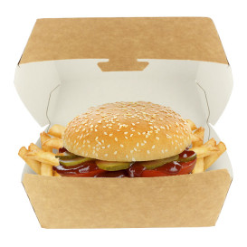 Caixa de Cartão Hamburguer Kraft Mega 16,5x18x9cm (25 Uds)