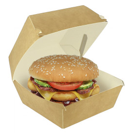 Caixa Hamburguer Mega Kraft Fechamento Duplo 15,5x15,5x10cm (50 Uds)