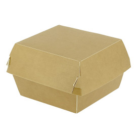 Caixa de Cartão Hamburguer Cartão Kraft Fechamento Duplo 11x11x7,5cm (50 Uds)