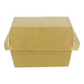 Caixa de Cartão Hamburguer Cartão Kraft Fechamento Duplo 11x11x7,5cm (450 Uds)