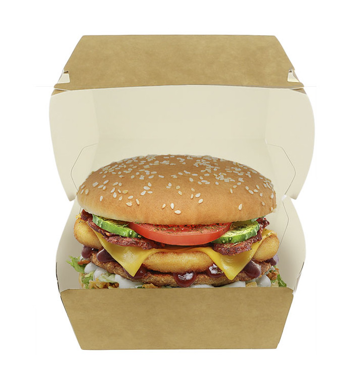 Caixa Hamburguer Mega Kraft Fechamento Duplo 15,5x15,5x10cm (50 Uds) Caixa Hamburguer Mega Kraft Fechamento Duplo 15,5x15,5x10cm (50 Uds)