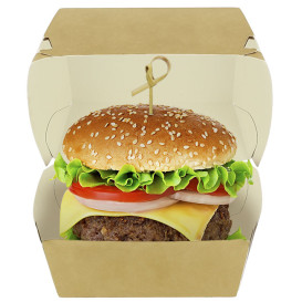 Caixa Hamburguer Kraft XXL Fechamento Duplo 13x13x9cm (50 Uds)
