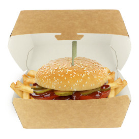 Caixa de Cartão Hamburguer Kraft Mega 16,5x18x9cm (25 Uds)