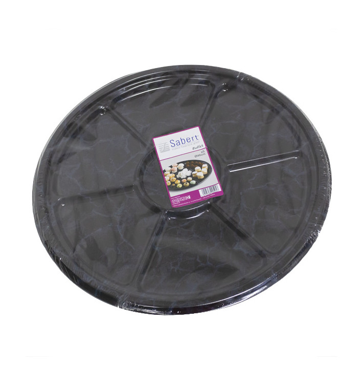 Bandeja Plastico Luxo 6 Compart. Marmore 46 cm (5 Uds) Bandeja Plastico Luxo 6 Compart. Marmore 46 cm (5 Uds)