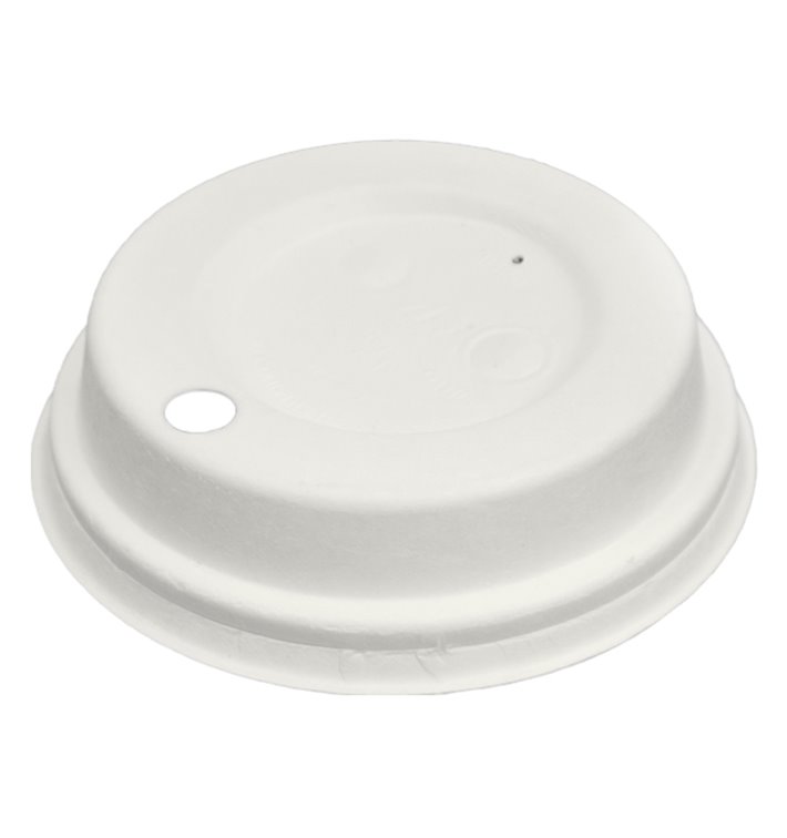 Tampa com Furo de Fibra Moldada Branco Ø8cm (60 Uds) Tampa com Furo de Fibra Moldada Branco Ø8cm (60 Uds)