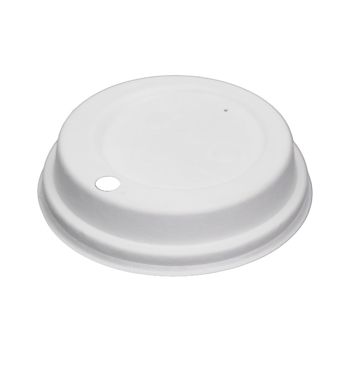 Tampa com Furo de Fibra Moldada Branco Ø9cm (50 Uds) Tampa com Furo de Fibra Moldada Branco Ø9cm (50 Uds)