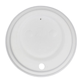 Tampa com Furo de Fibra Moldada Branco Ø9cm (50 Uds)