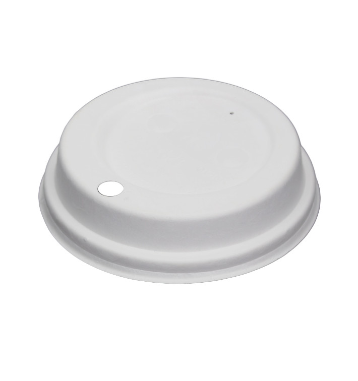 Tampa com Furo de Fibra Moldada Branco Ø9cm (1.200 Uds) Tampa com Furo de Fibra Moldada Branco Ø9cm (1.200 Uds)
