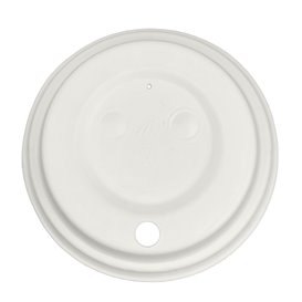 Tampa com Furo de Fibra Moldada Branco Ø8cm (60 Uds)