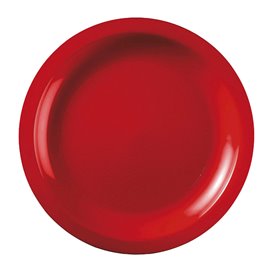 Prato Plastico Raso Vermelho Round PP Ø185mm (50 Uds)