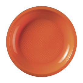 Prato Plastico Raso Laranja Round PP Ø185mm (50 Uds)