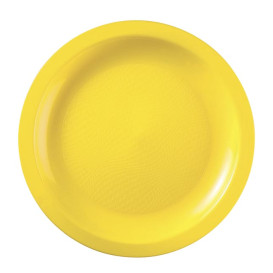 Prato Plastico Raso Amarelo Round PP Ø18,5cm (600 Uds)