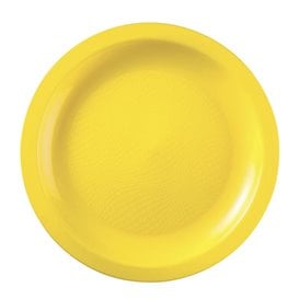 Prato Plastico Raso Amarelo Round PP Ø18,5cm (25 Uds)