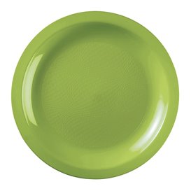 Prato Plastico Raso Verde Limão Round PP Ø185mm (50 Uds)