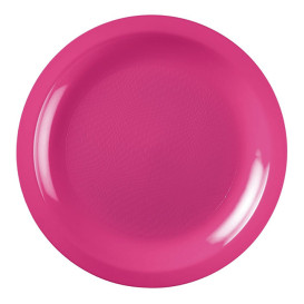 Prato Plastico Raso Fucsia Round PP Ø185mm (50 Uds)