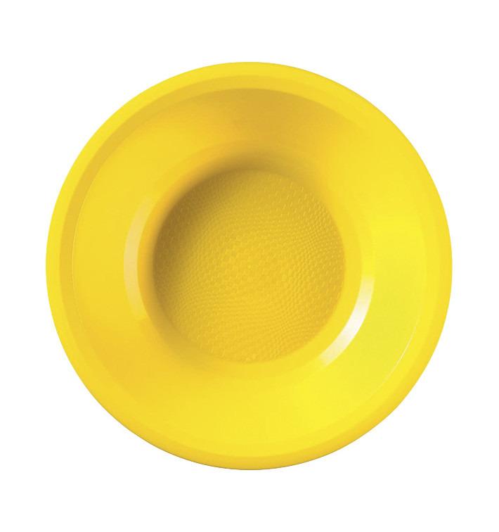 Prato de Plastico Fundo Amarelo Round PP Ø195mm (50 Uds)