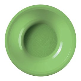 Prato de Plastico Fundo Verde Limão Round PP Ø195mm (600 Uds)