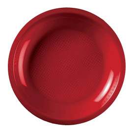 Prato Plastico Raso Vermelho Round PP Ø220mm (25 Uds)