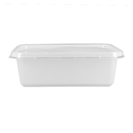 Embalagem com Tampa Plastico PS 157x112x51mm 500ml (100 Uds)