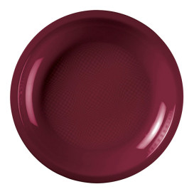 Prato Plastico Raso Bordeaux Round PP Ø220mm (50 Uds)