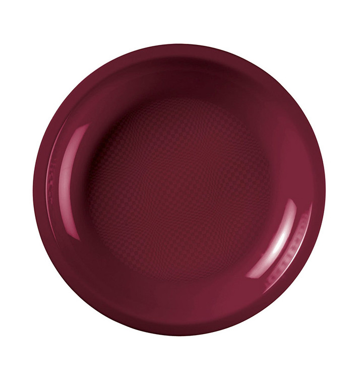 Prato Plastico Raso Bordeaux Round PP Ø220mm (50 Uds) Prato Plastico Raso Bordeaux Round PP Ø220mm (50 Uds)