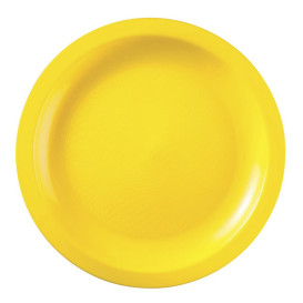 Prato Plastico Raso Amarelo Round PP Ø22cm (600 Uds)