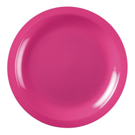 Prato Plastico Raso Fucsia Round PP Ø220mm (50 Uds)