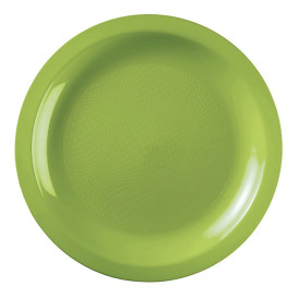 Prato Plastico Raso Verde Limão Round PP Ø220mm (25 Uds)