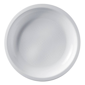 Prato Plastico Raso Branco Round PP Ø220mm (25 Uds)