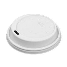 Tampa de Plastico PS "Cappuccino" Branco Ø9,4cm (1000 Uds)