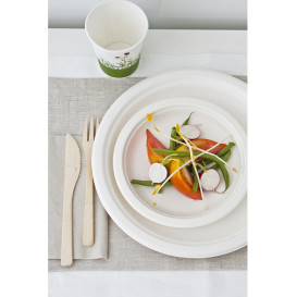 Prato Bio da cana-de-açúcar Branco Ø180mm (50 Uds)