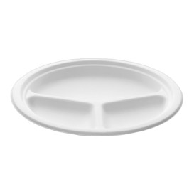 Prato Bio da cana-de-açúcar 3C Branco Ø260mm (50 Uds)