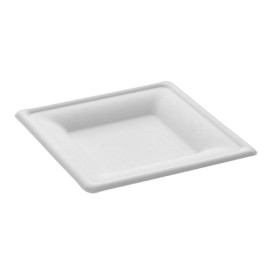 Prato Quadrado Bio cana-de-açúcar Branco 20x20cm (50 Uds)