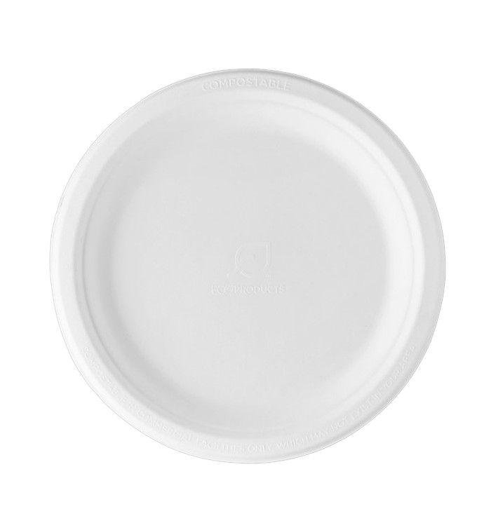 Prato Cana-de-açúcar Bagaço Branco Ø23 cm (50 Uds) Prato Cana-de-açúcar Bagaço Branco Ø23 cm (50 Uds)