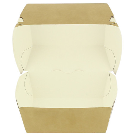 Caixa Hamburguer Kraft XXL Fechamento Duplo 13x13x9cm (50 Uds)