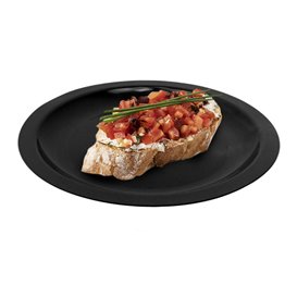 Prato Plastico Raso Preto Round PP Ø185mm (25 Uds)