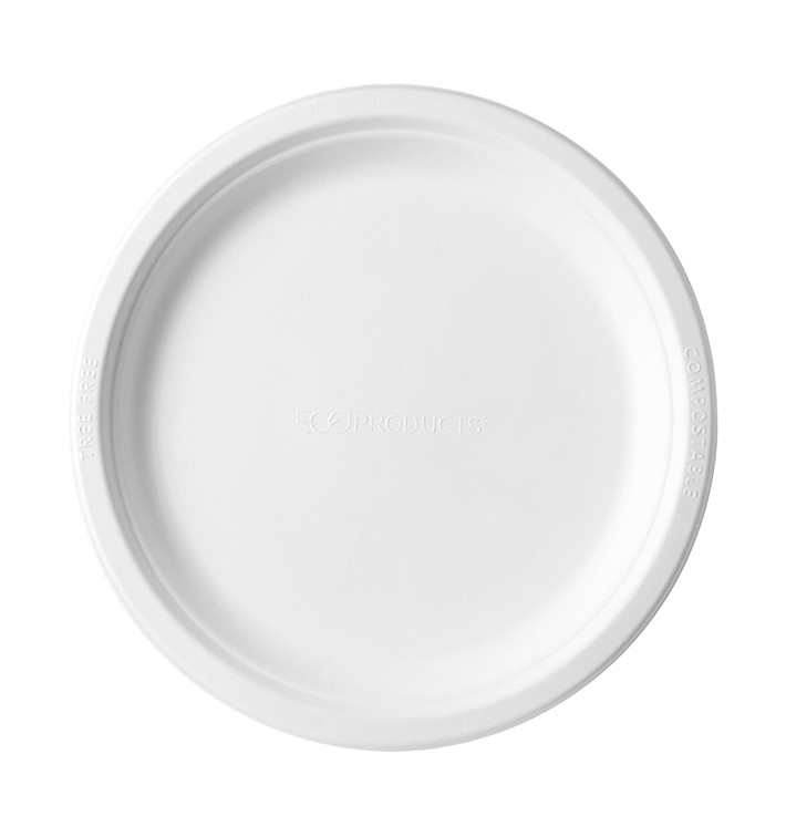 Prato Cana-de-açúcar Bagaço Branco Ø17,5 cm (50 Uds)