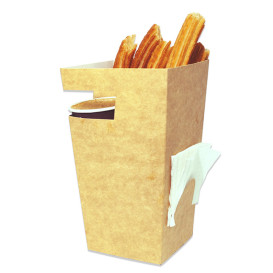 Caixa Cartão para Churros com Chocolate Kraft 78x78x179mm (500 Uds)