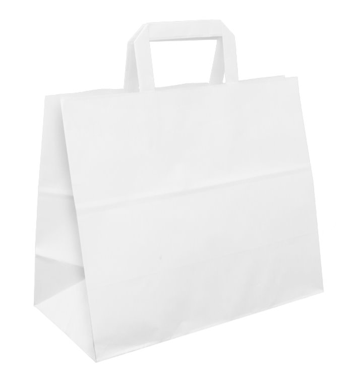 Saco Papel Branco Asas 70g/m² 32+22x26cm (50 Uds) Saco Papel Branco Asas 70g/m² 32+22x26cm (50 Uds)